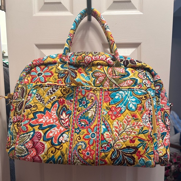 Vera Bradley Handbags - Vera Bradley Yellow Provincal Pattern Quilted Weekender Duffle Bag.